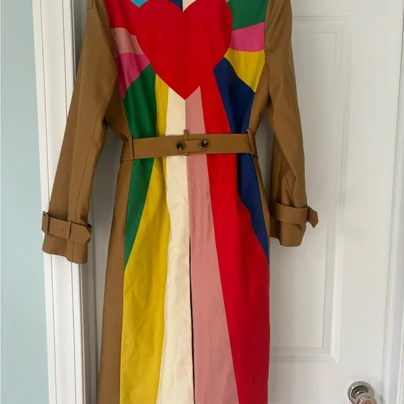 Boden Trench with Multicolor Heart and Stripes cheltenham trench 10 NWT - Picture 5 of 14